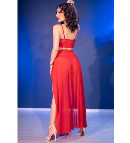CHILIROSE - CR 4850 ENSEMBLE TOP ET LEGGINGS ROUGE AVEC ACCESSOIRES DORÉS M by CHILIROSE SETS