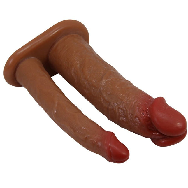 PRETTY LOVE - MANCHON DOUBLE PÉNIS YAIRON AVEC EXTENSION DE 4 CM MULÂTRE by PRETTY LOVE