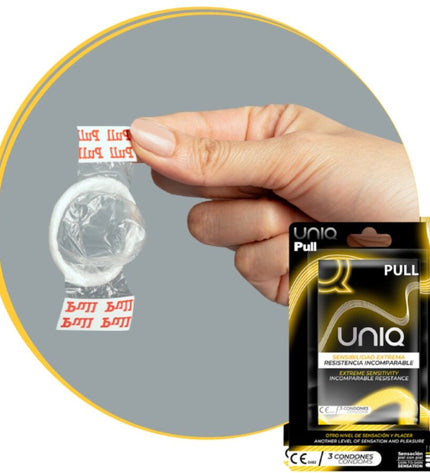 UNIQ - PRÉSERVATIFS SANS LATEX AVEC BANDES PULL 3 UNITÉS - Concombre Boutique