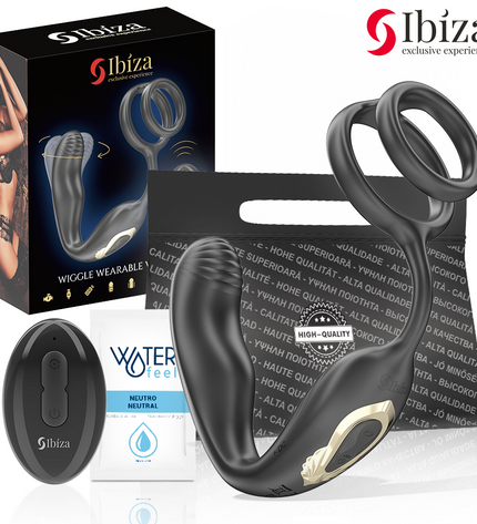 IBIZA - Plug anal rotatif télécommandé WIGGLE avec vibrations périnéales et anneaux rehaussant le pénis by IBIZA TECHNOLOGY