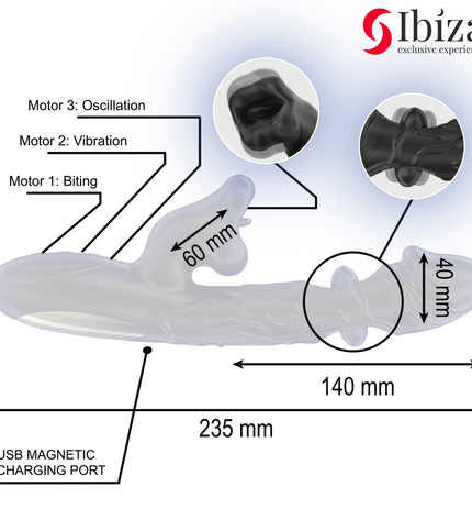 IBIZA - VIBRATEUR ET STIMULATEUR DE CLITORIS AVEC EFFET DE MORDRE ET DE ROTATION by IBIZA TECHNOLOGY