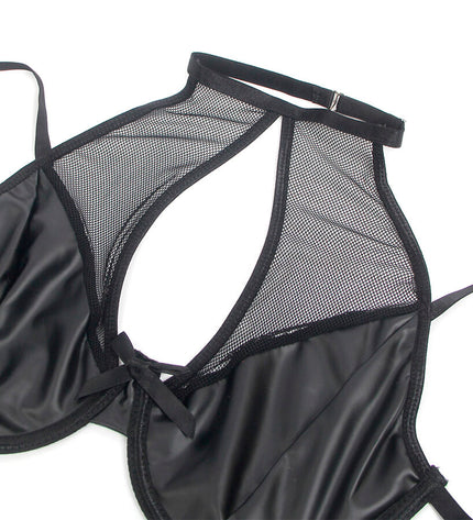 SUBBLIME - 957582 ENSEMBLE SOUTIEN-GORGE ET JUPE EN CUIR NOIR S/M by SUBBLIME SETS