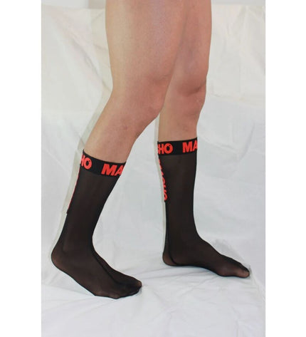 MACHO - CHAUSSETTES FINES TAILLE UNIQUE NOIR/ROUGE by MACHO UNDERWEAR