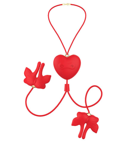 ARMONY - PINCES À TÉTONS MAGNÉTIQUES À VIBRATION FORME PAPILLON ROUGES by ARMONY STIMULATORS