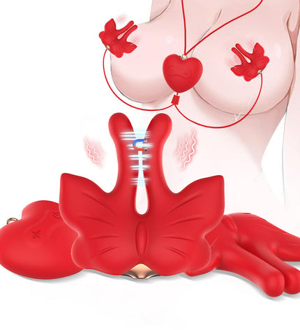 ARMONY - PINCES À TÉTONS MAGNÉTIQUES À VIBRATION FORME PAPILLON ROUGES by ARMONY STIMULATORS