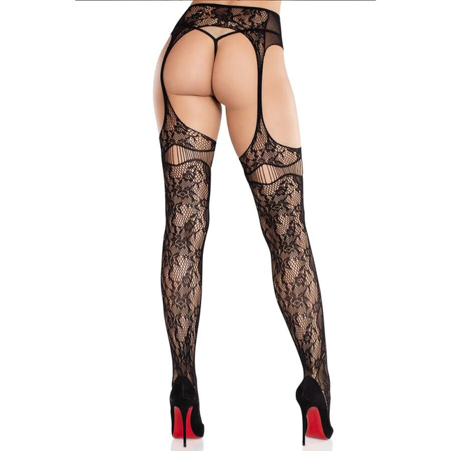 LEG AVENUE - BAS EN DENTELLE AVEC JARRETELLES NOIR by LEG AVENUE HOSIERY
