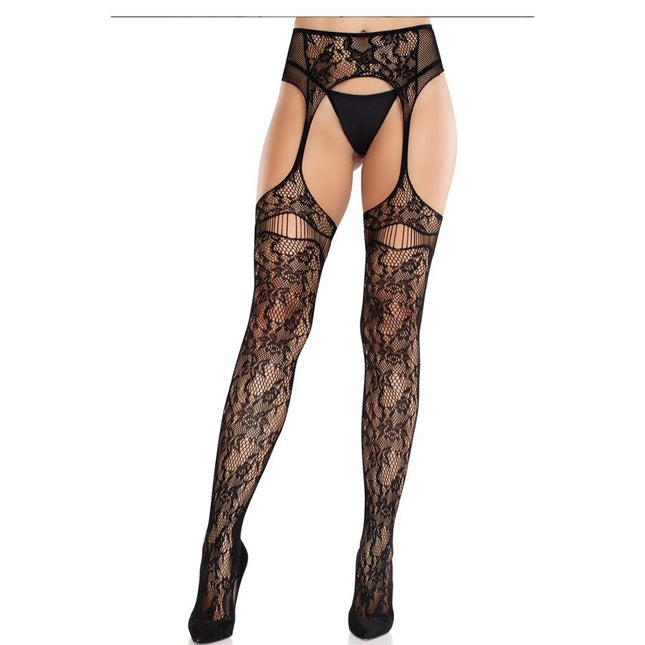 LEG AVENUE - BAS EN DENTELLE AVEC JARRETELLES NOIR by LEG AVENUE HOSIERY