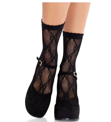 LEG AVENUE - CHAUSSETTES NOIRES EN DENTELLE AVEC NŒUD by LEG AVENUE HOSIERY
