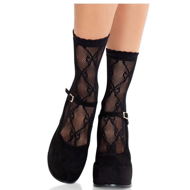 LEG AVENUE - CHAUSSETTES NOIRES EN DENTELLE AVEC NŒUD by LEG AVENUE HOSIERY