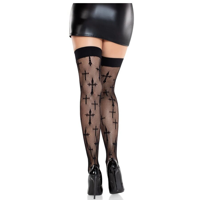 LEG AVENUE - BAS EN DENTELLE WORSHIP ME NOIRS by LEG AVENUE HOSIERY