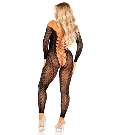 LEG AVENUE - BODYSTOCKING SANS FOURCHE EN DENTELLE SERPENT EXOTIQUE NOIRE by LEG AVENUE BODYSTOCKINGS