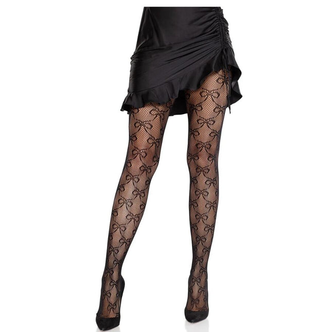 LEG AVENUE - COLLANTS RÉSILLE AVEC NŒUD NOIR by LEG AVENUE HOSIERY