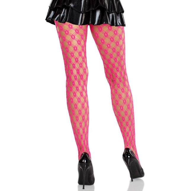 LEG AVENUE - COLLANTS EN DENTELLE AVEC ŒILLETS ROSE FLUO by LEG AVENUE HOSIERY