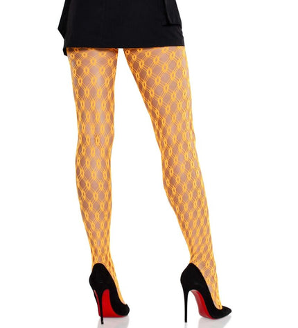 LEG AVENUE - COLLANTS EN DENTELLE AVEC ŒILLETS ORANGE FLUO by LEG AVENUE HOSIERY