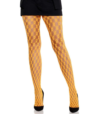 LEG AVENUE - COLLANTS EN DENTELLE AVEC ŒILLETS ORANGE FLUO by LEG AVENUE HOSIERY