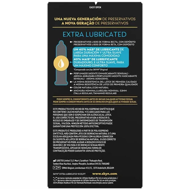 SKYN - PRÉSERVATIF EXTRA LUBRIFIÉ 10 UNITÉS by SKYN