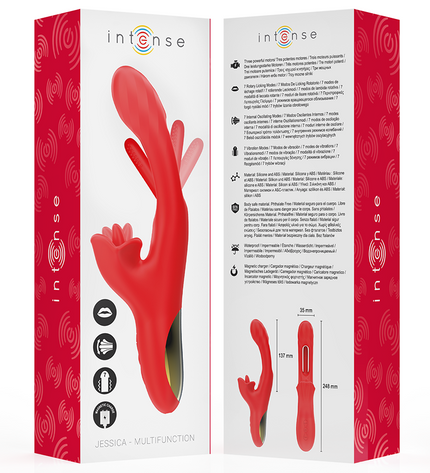 INTENSE - JESSICA VIBRATEUR MULTIFONCTION STIMULATION CLITORIS 24,8 CM ROUGE by INTENSE HIGH TECH