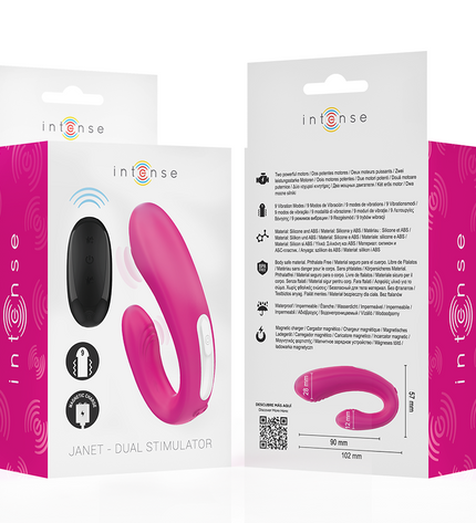 INTENSE - JANET DOUBLE STIMULATEUR ET VIBRATEUR EN U AVEC TÉLÉCOMMANDE ROSE by INTENSE REMOTE CONTROL