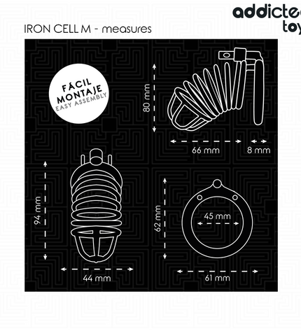 ADDICTED TOYS LOCKED - CAGE À PÉNIS EN MÉTAL IRON CELL TAILLE M by ADDICTED TOYS LOCKED