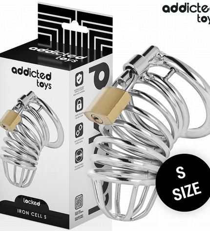 ADDICTED TOYS LOCKED - CAGE À PÉNIS EN MÉTAL IRON CELL 4 CM TAILLE S by ADDICTED TOYS LOCKED