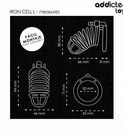 ADDICTED TOYS LOCKED - CAGE À PÉNIS EN MÉTAL IRON CELL 5 CM TAILLE L by ADDICTED TOYS LOCKED