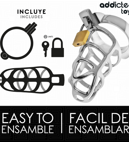 ADDICTED TOYS LOCKED - CAGE À PÉNIS EN MÉTAL AVEC VERROU ARGENT TAILLE M by ADDICTED TOYS LOCKED