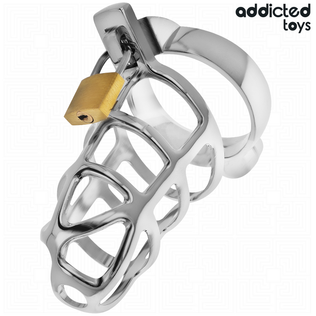 ADDICTED TOYS LOCKED - CAGE À PÉNIS EN MÉTAL AVEC VERROU ARGENT TAILLE M by ADDICTED TOYS LOCKED