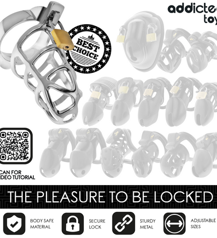 ADDICTED TOYS LOCKED - CAGE À PÉNIS EN MÉTAL AVEC VERROU ARGENT TAILLE M by ADDICTED TOYS LOCKED