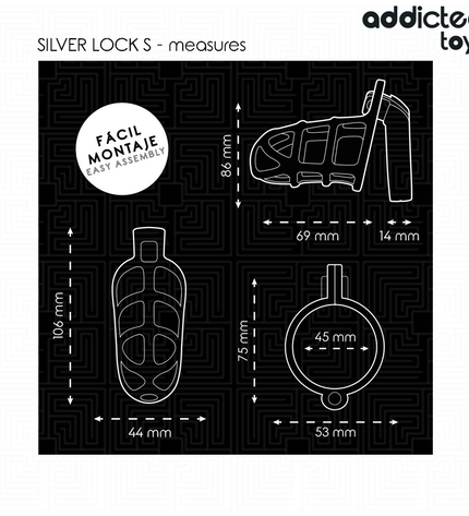 ADDICTED TOYS LOCKED - CAGE À PÉNIS EN MÉTAL AVEC VERROU ARGENT TAILLE S by ADDICTED TOYS LOCKED