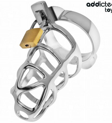 ADDICTED TOYS LOCKED - CAGE À PÉNIS EN MÉTAL AVEC VERROU ARGENT TAILLE S by ADDICTED TOYS LOCKED