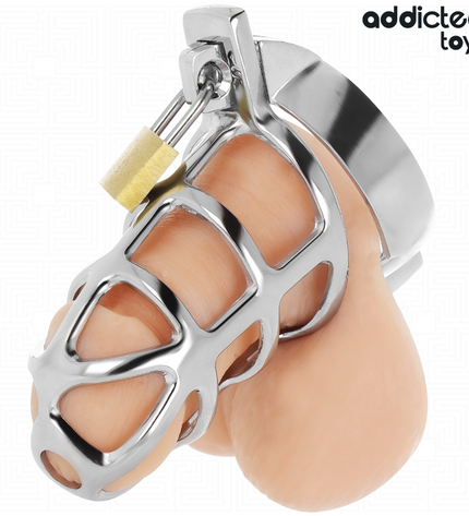 ADDICTED TOYS LOCKED - CAGE À PÉNIS EN MÉTAL AVEC VERROU ARGENT TAILLE S by ADDICTED TOYS LOCKED