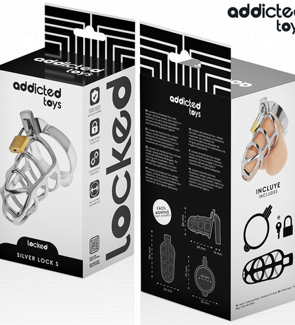 ADDICTED TOYS LOCKED - CAGE À PÉNIS EN MÉTAL AVEC VERROU ARGENT TAILLE S by ADDICTED TOYS LOCKED