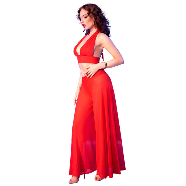 CHILIROSE - CR 4857 ENSEMBLE HAUT ET PANTALON ROUGE TAILLE S by CHILIROSE SETS