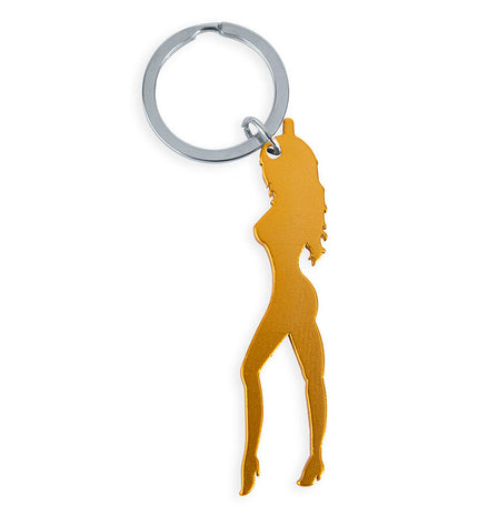 DIABLO PICANTE - PORTE-CLÉS AVEC SILHOUETTE FÉMININE COULEUR OR AVEC DÉCAPOTEUR by DIABLO PICANTE