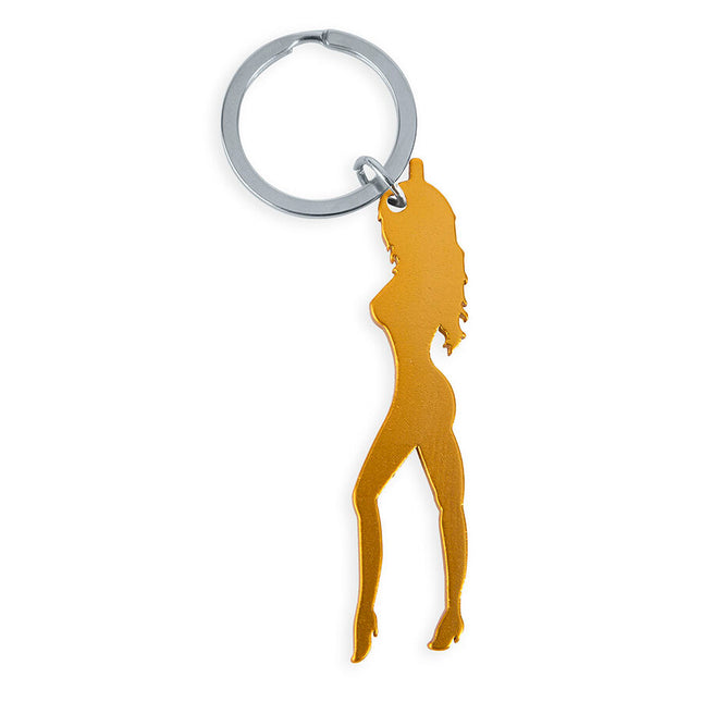 DIABLO PICANTE - PORTE-CLÉS AVEC SILHOUETTE FÉMININE COULEUR OR AVEC DÉCAPOTEUR by DIABLO PICANTE