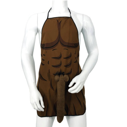 DIABLO PICANTE - TABLIER MUSCLÉ AVEC PÉNIS 3D EN TON MARRON by DIABLO PICANTE