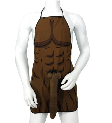 DIABLO PICANTE - TABLIER MUSCLÉ AVEC PÉNIS 3D EN TON MARRON by DIABLO PICANTE