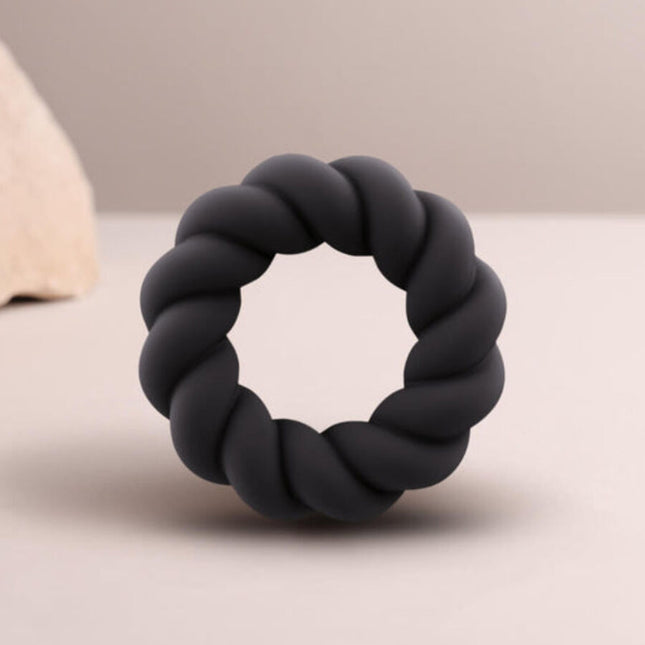 ROCKS-OFF - ANNEAU DE MASTURBATION EN SILICONE NOIR TWIST by ROCKS-OFF