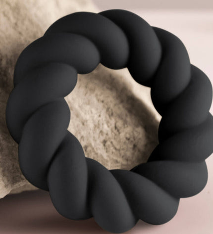 ROCKS-OFF - ANNEAU DE MASTURBATION EN SILICONE NOIR TWIST by ROCKS-OFF