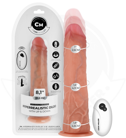 COCK MILLER - GODE HYPER-RÉALISTE À VENTOUSE ET À POUSSÉE AVEC TÉLÉCOMMANDE 20,5 CM by COCK MILLER