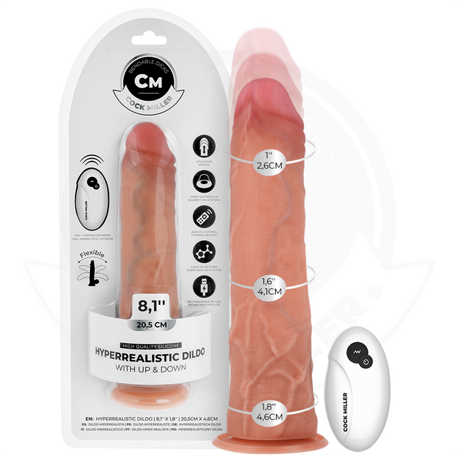COCK MILLER - GODE HYPER-RÉALISTE À VENTOUSE ET À POUSSÉE AVEC TÉLÉCOMMANDE 20,5 CM by COCK MILLER