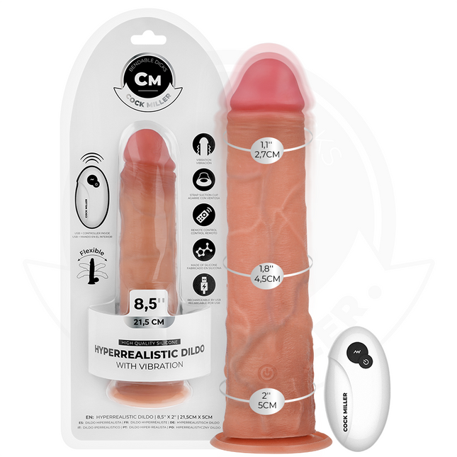 COCK MILLER - GODE RÉALISTE À VENTOUSE ET VIBRATION AVEC TÉLÉCOMMANDE 21,5 CM by COCK MILLER