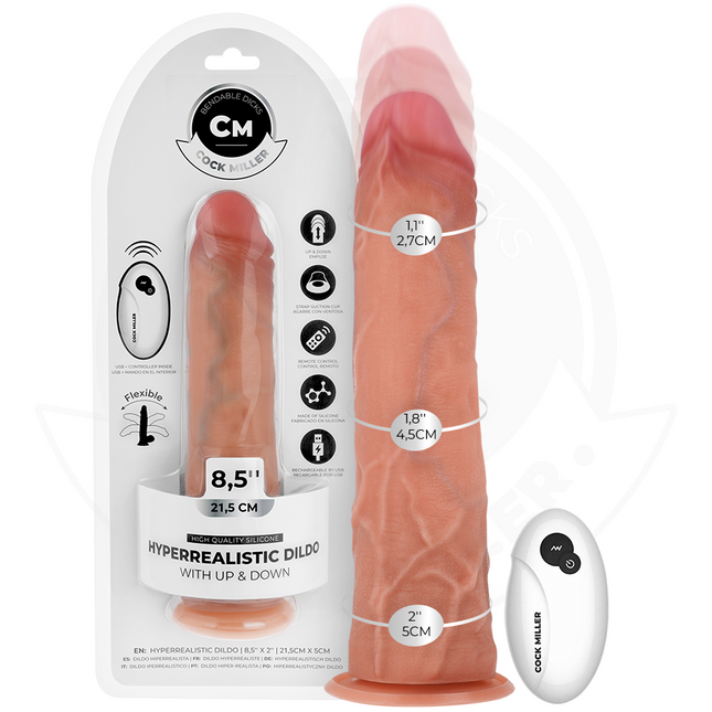 COCK MILLER - GODE HYPER-RÉALISTE À VENTOUSE ET À POUSSÉE AVEC TÉLÉCOMMANDE 21,5 CM by COCK MILLER
