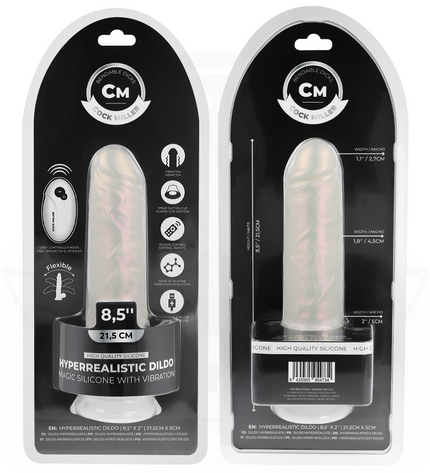 COCK MILLER - GODE AVEC VENTOUSE, LUMIÈRES ET VIBRATIONS AVEC TÉLÉCOMMANDE BLANC 21,5 CM by COCK MILLER