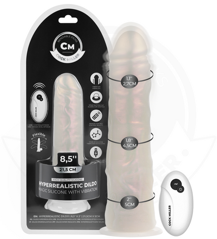 COCK MILLER - GODE AVEC VENTOUSE, LUMIÈRES ET VIBRATIONS AVEC TÉLÉCOMMANDE BLANC 21,5 CM by COCK MILLER