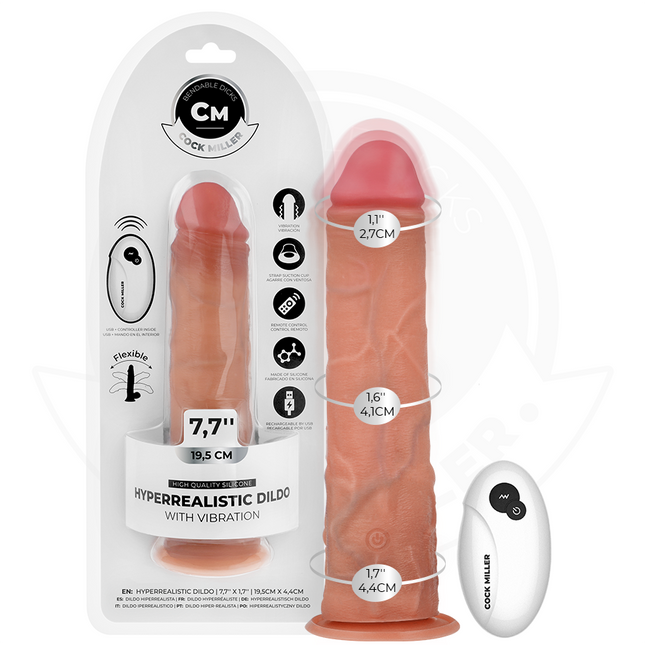 COCK MILLER - GODE RÉALISTE AVEC VENTOUSE ET TÉLÉCOMMANDE VIBRATIONS 19,5 CM by COCK MILLER