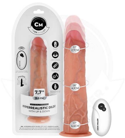 COCK MILLER - GODE HYPER-RÉALISTE À VENTOUSE ET À POUSSÉE AVEC TÉLÉCOMMANDE 19,5 CM by COCK MILLER