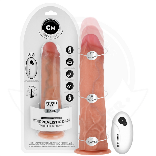 COCK MILLER - GODE HYPER-RÉALISTE À VENTOUSE ET À POUSSÉE AVEC TÉLÉCOMMANDE 19,5 CM by COCK MILLER