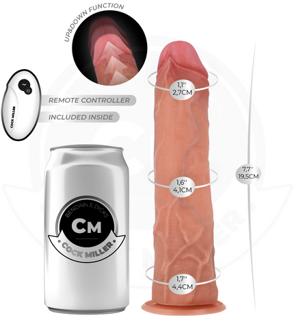 COCK MILLER - GODE HYPER-RÉALISTE À VENTOUSE ET À POUSSÉE AVEC TÉLÉCOMMANDE 19,5 CM by COCK MILLER