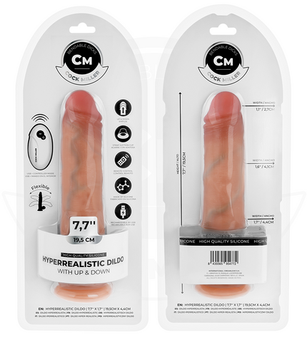 COCK MILLER - GODE HYPER-RÉALISTE À VENTOUSE ET À POUSSÉE AVEC TÉLÉCOMMANDE 19,5 CM by COCK MILLER